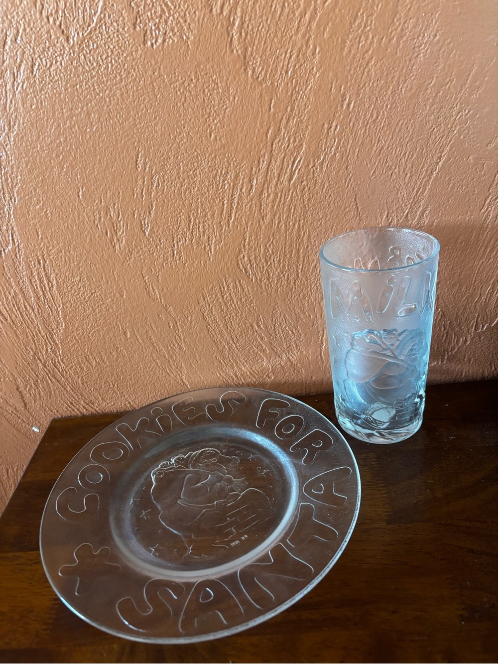 Vintage Princess House Crystal “Cookies for Santa”  Tumbler and Plate Set